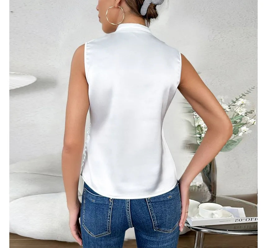 Dames Tanktop Mouwloos Chic Met Cross Neckline 3