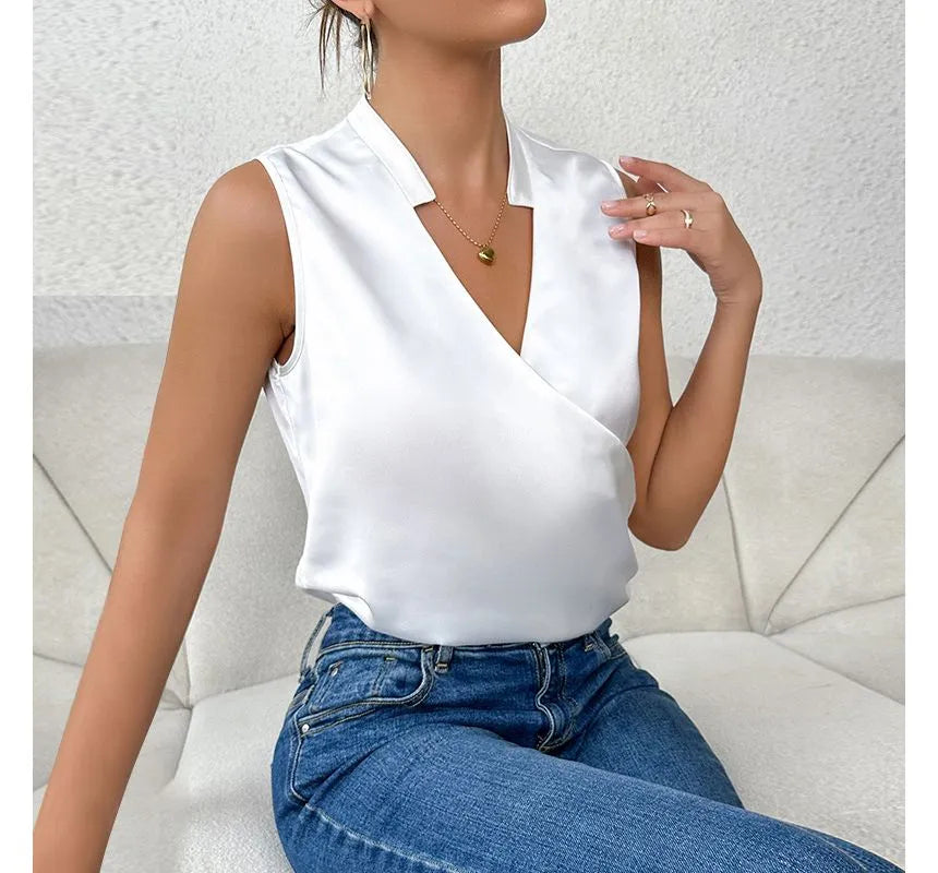 Dames Tanktop Mouwloos Chic Met Cross Neckline 4
