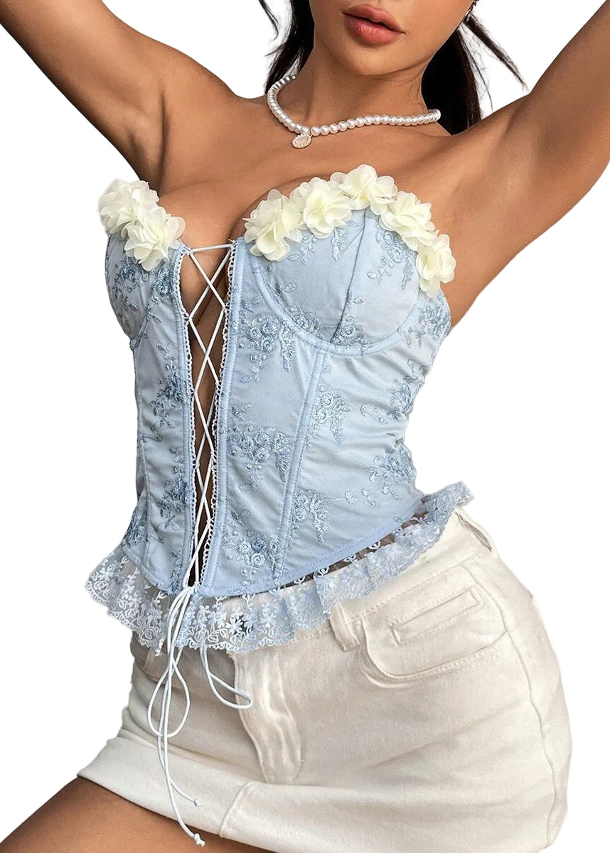Dames Tanktop Mouwloos Met Borduursel En Veters 2