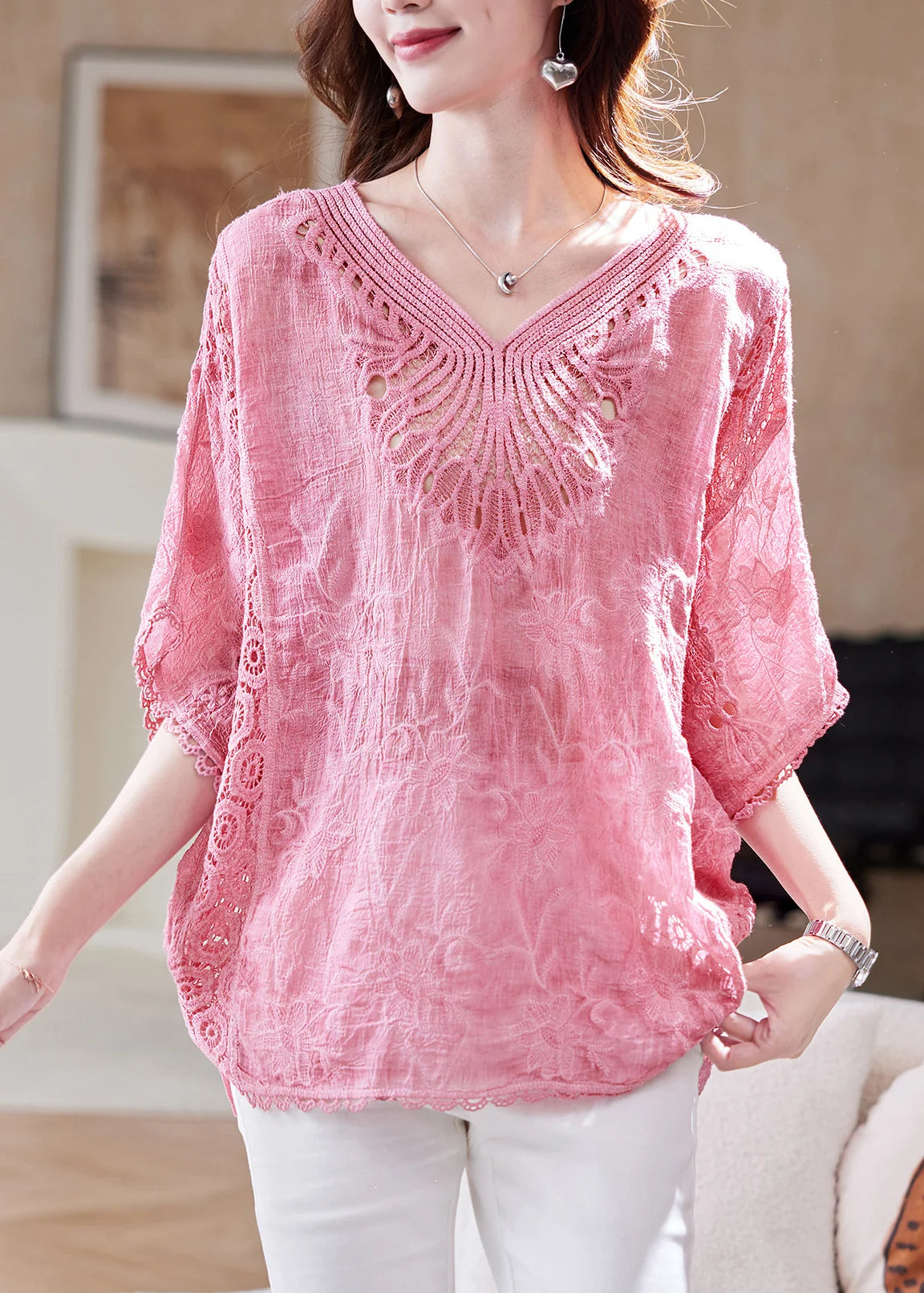 Dames Tanktop Oversized Patchwork Kant Zomer 2