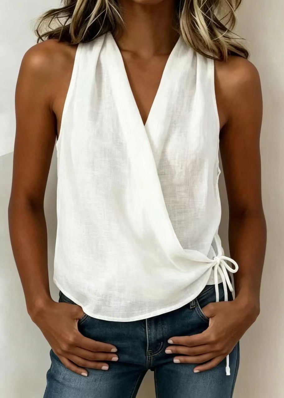 Dames Tanktop V-hals Mouwloos Met Veters 2