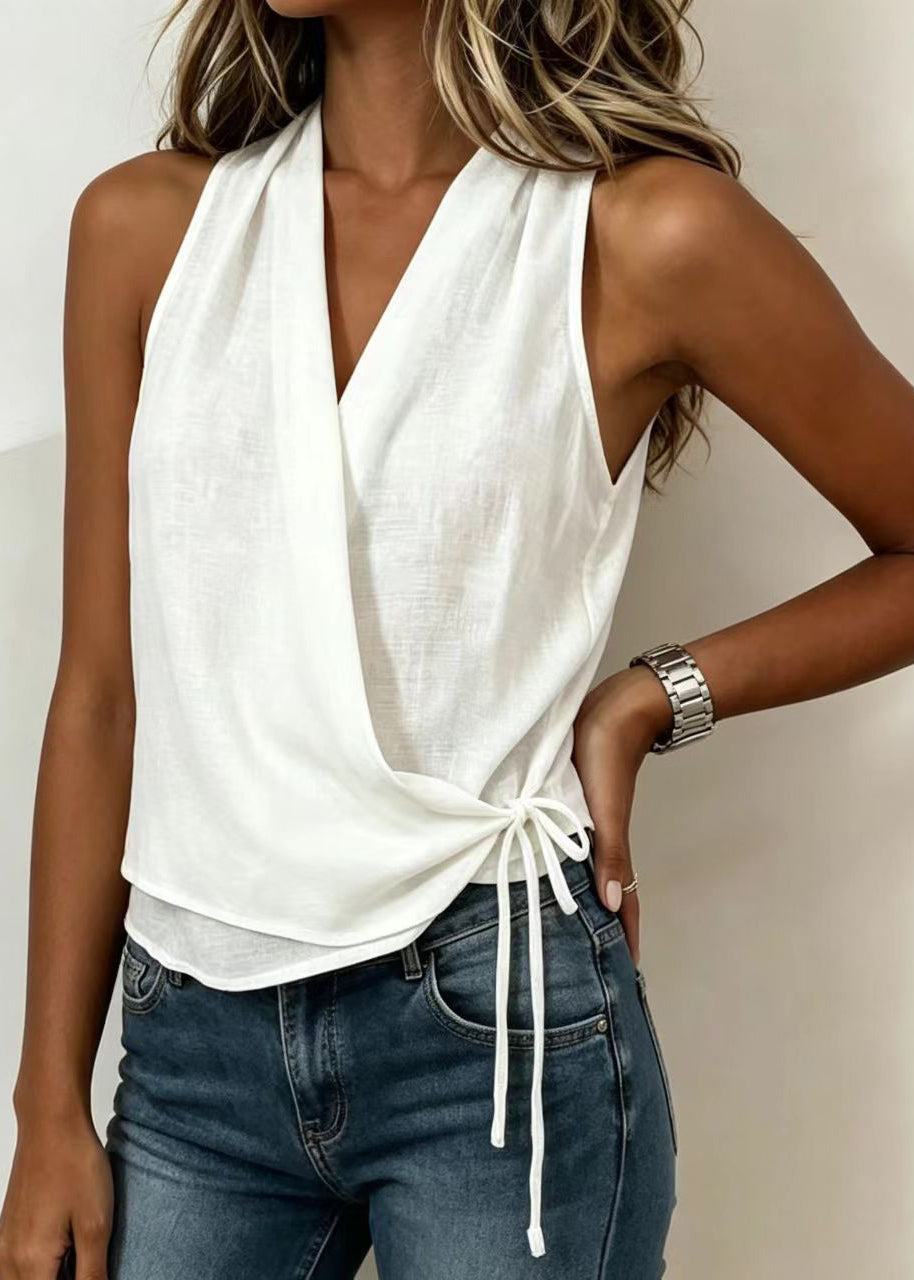 Dames Tanktop V-hals Mouwloos Met Veters 3