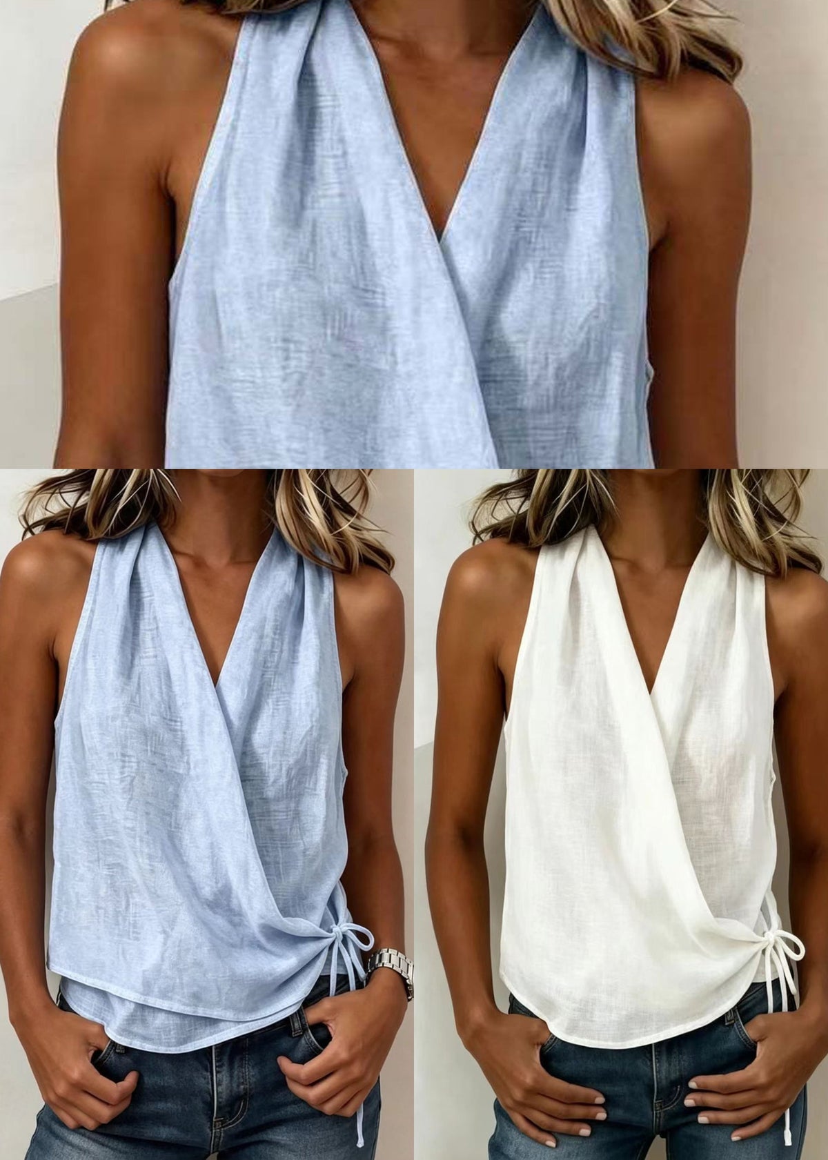 Dames Tanktop V-hals Mouwloos Met Veters 4