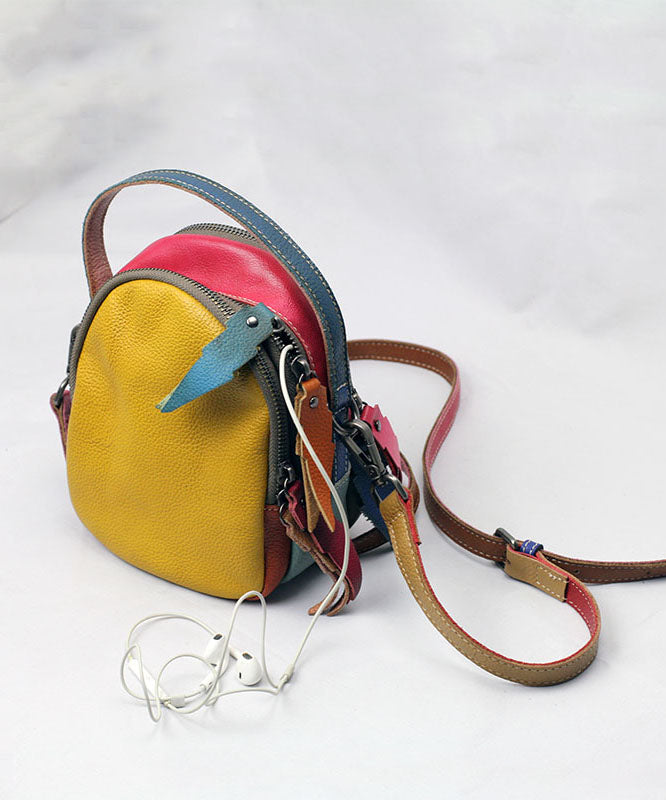 Dames Tas Kleurblok Patchwork Kalfsleer Messenger Schoudertas 0