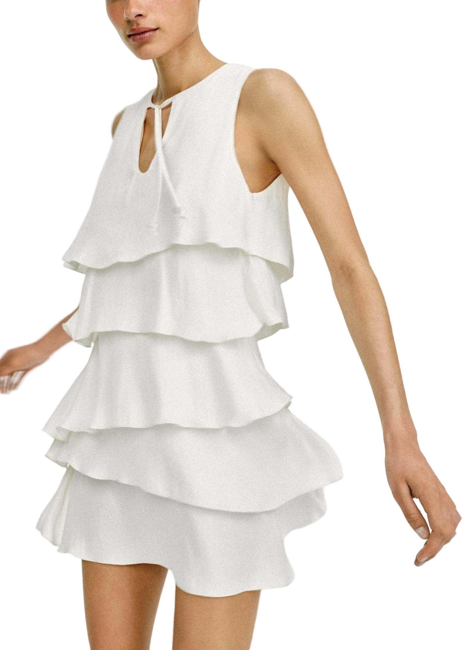 Dames Theejurk Gelaagd Met Veterdetail Zomerstijl 0