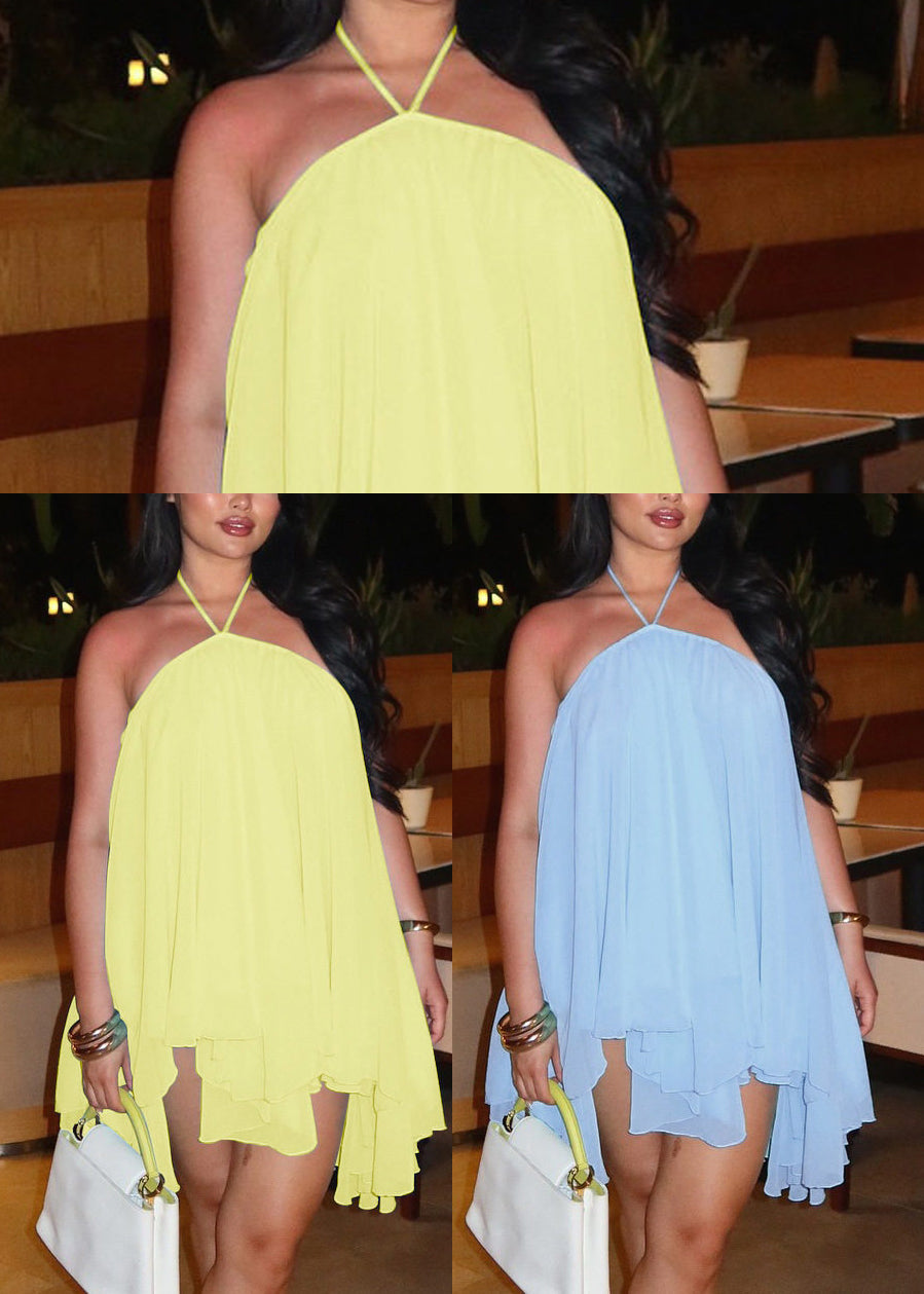 Dames Theejurk Halter Asymmetrisch Zomer 4