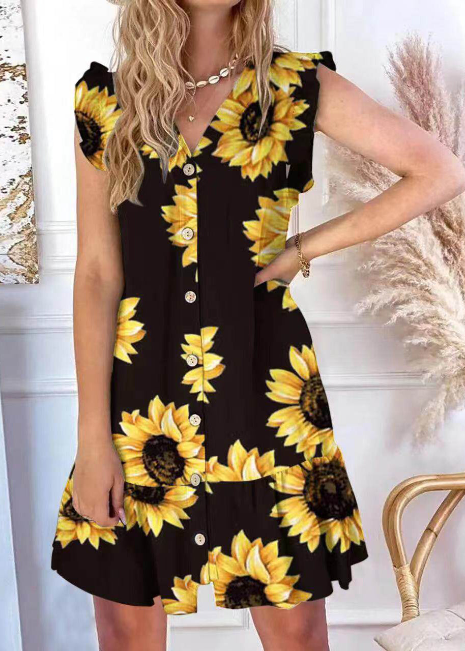 Dames Theejurk Plus Maat Met Groene Print Zomerstijl 2