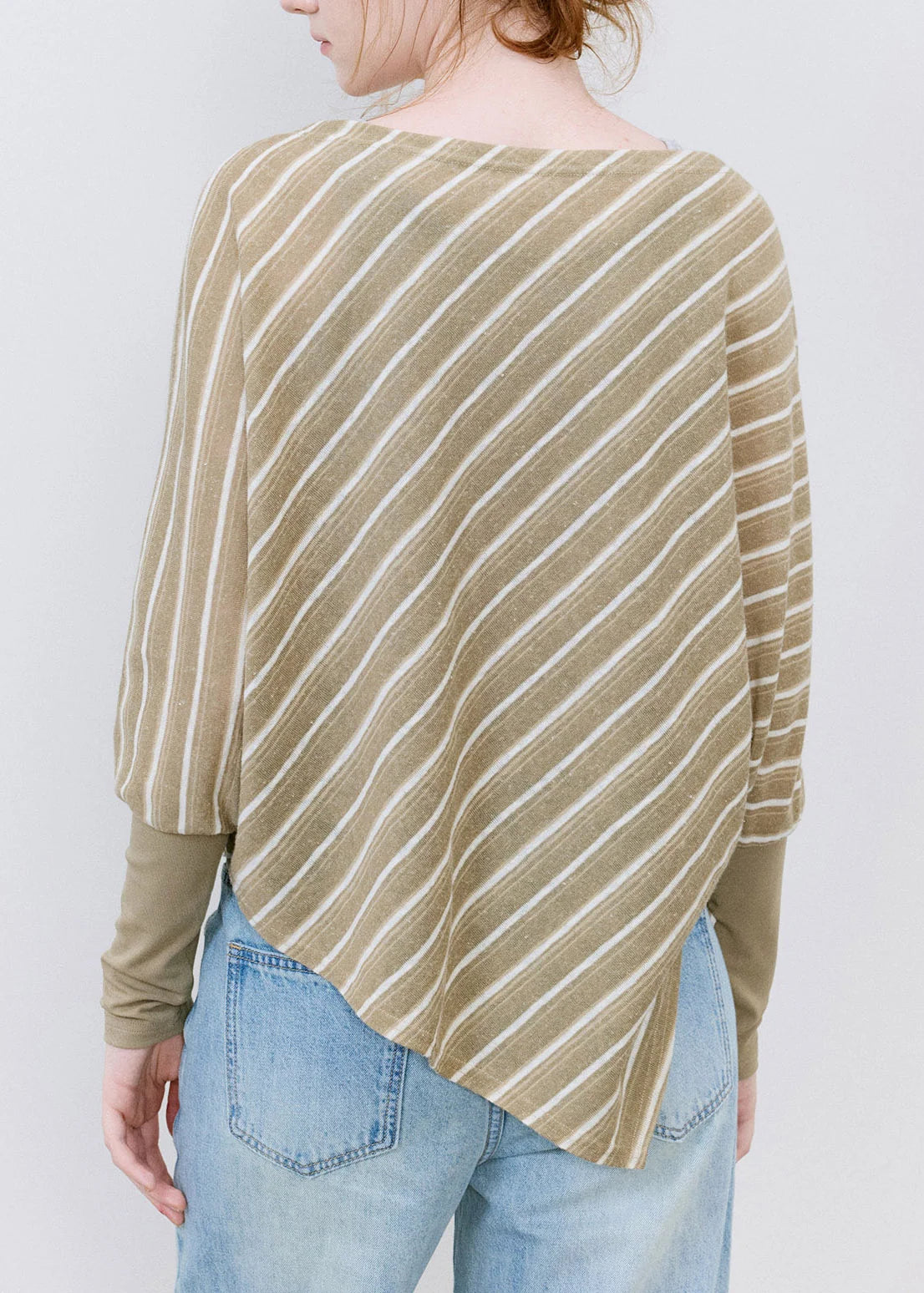 Dames Top Asymmetrisch Gestreept Met Vleermuismouwen 4