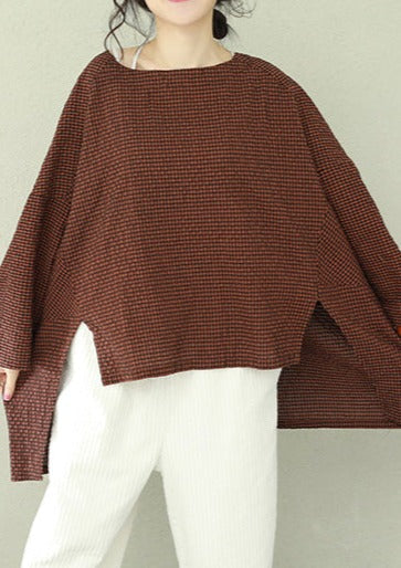 Dames Top Asymmetrisch Katoen met Ruitpatroon 1