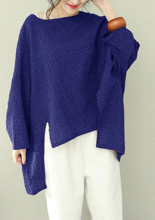 Dames Top Asymmetrisch Katoen met Ruitpatroon 8