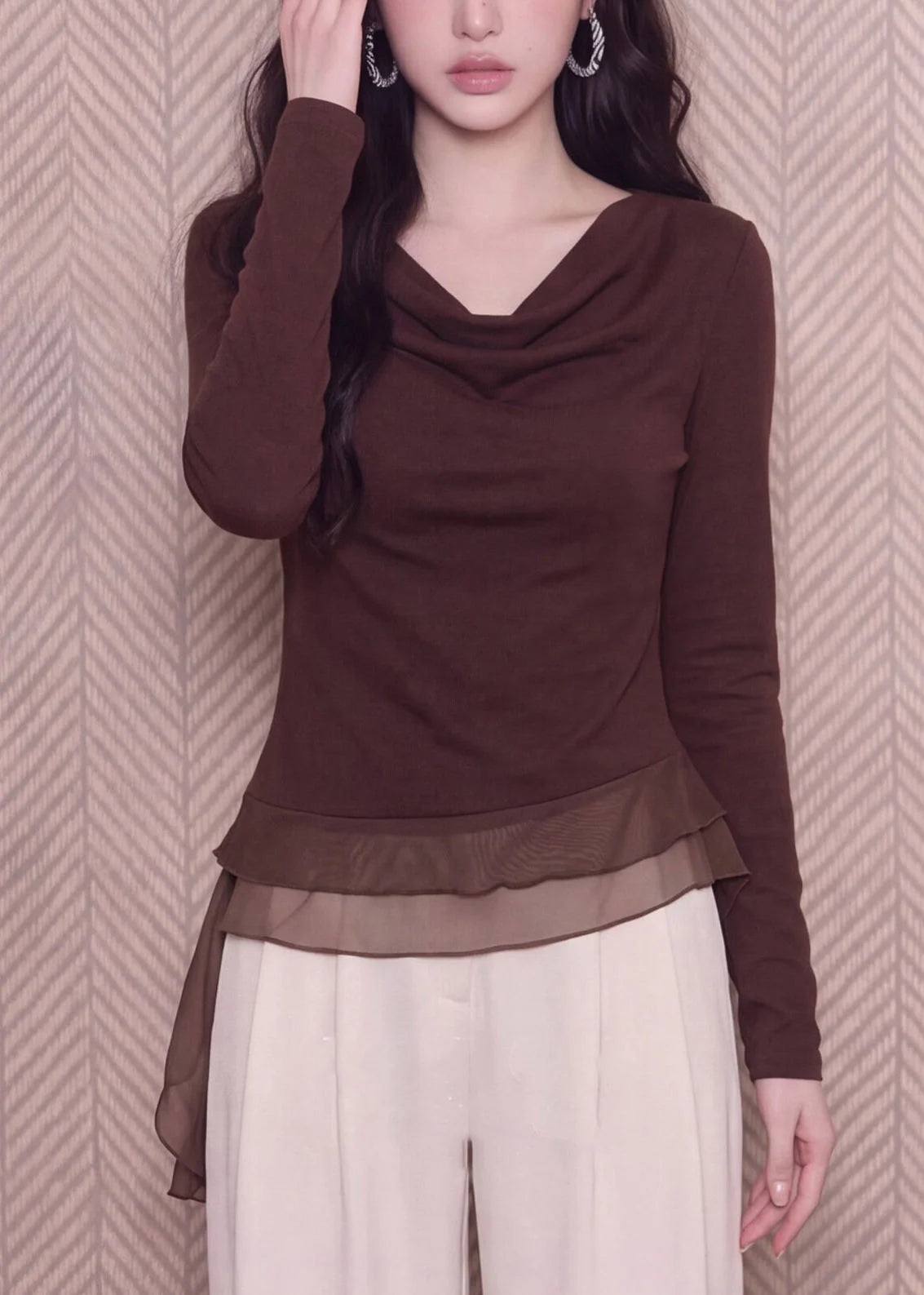 Dames Top Asymmetrisch Met Lange Mouwen 3