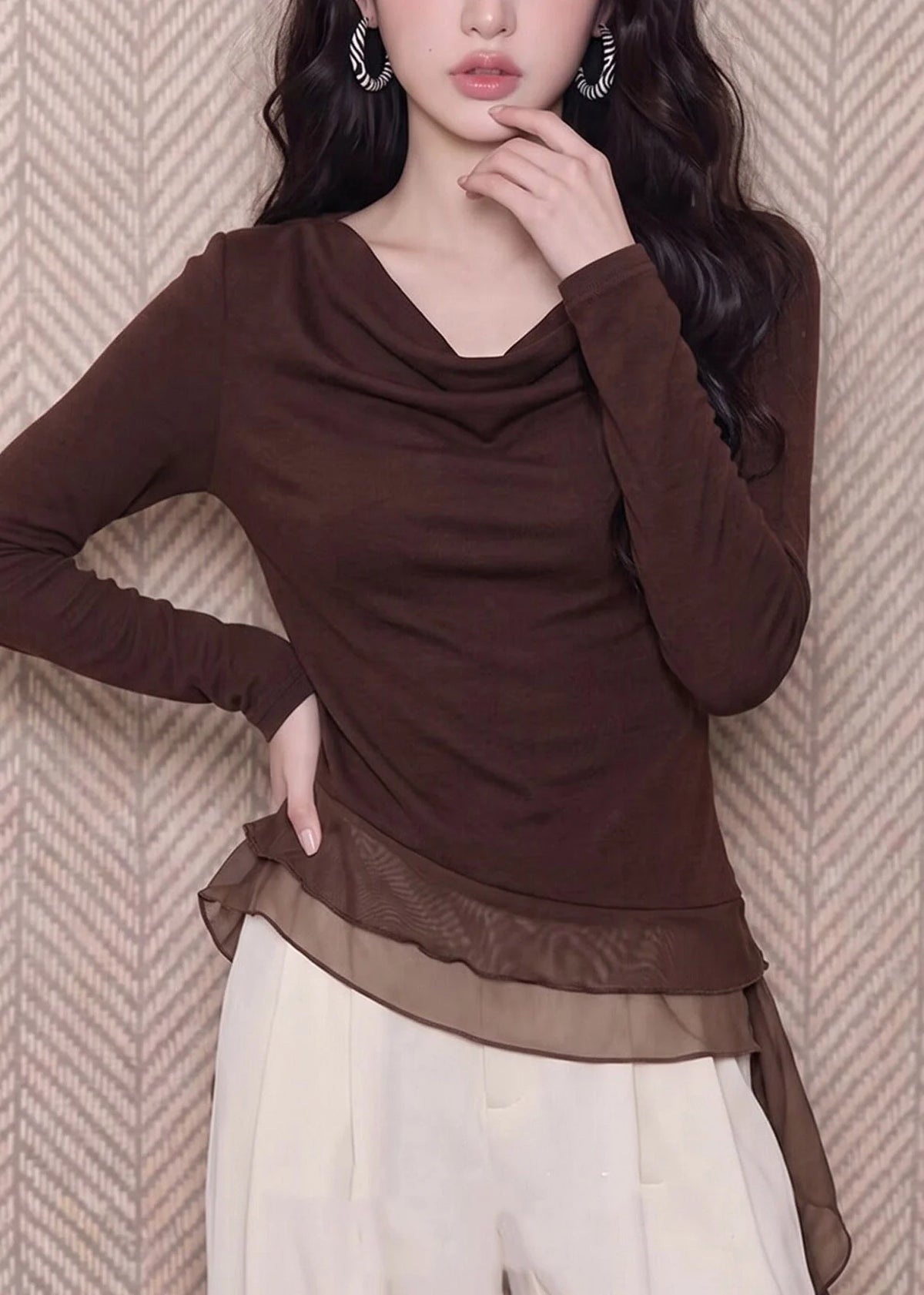 Dames Top Asymmetrisch Met Lange Mouwen 4