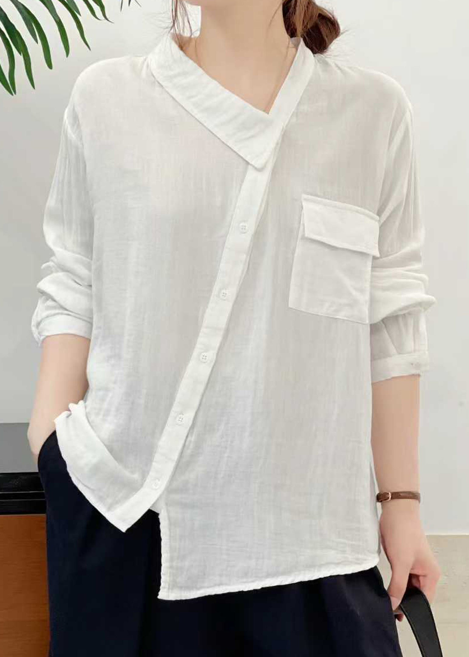 Dames Top Asymmetrisch Met Patchwork Design 1