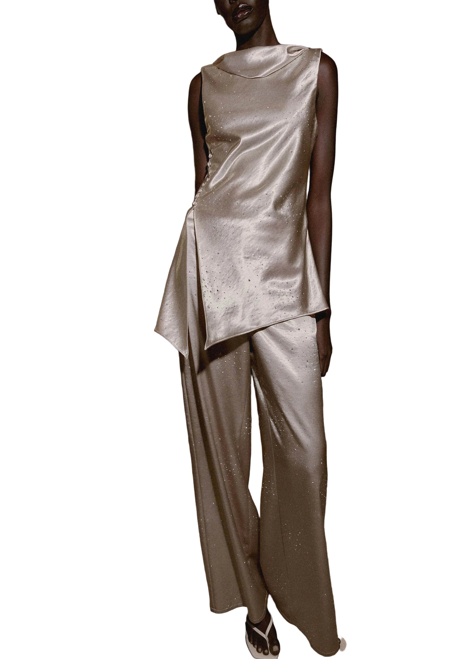 Dames Top Asymmetrisch Patchwork Mouwloos 0
