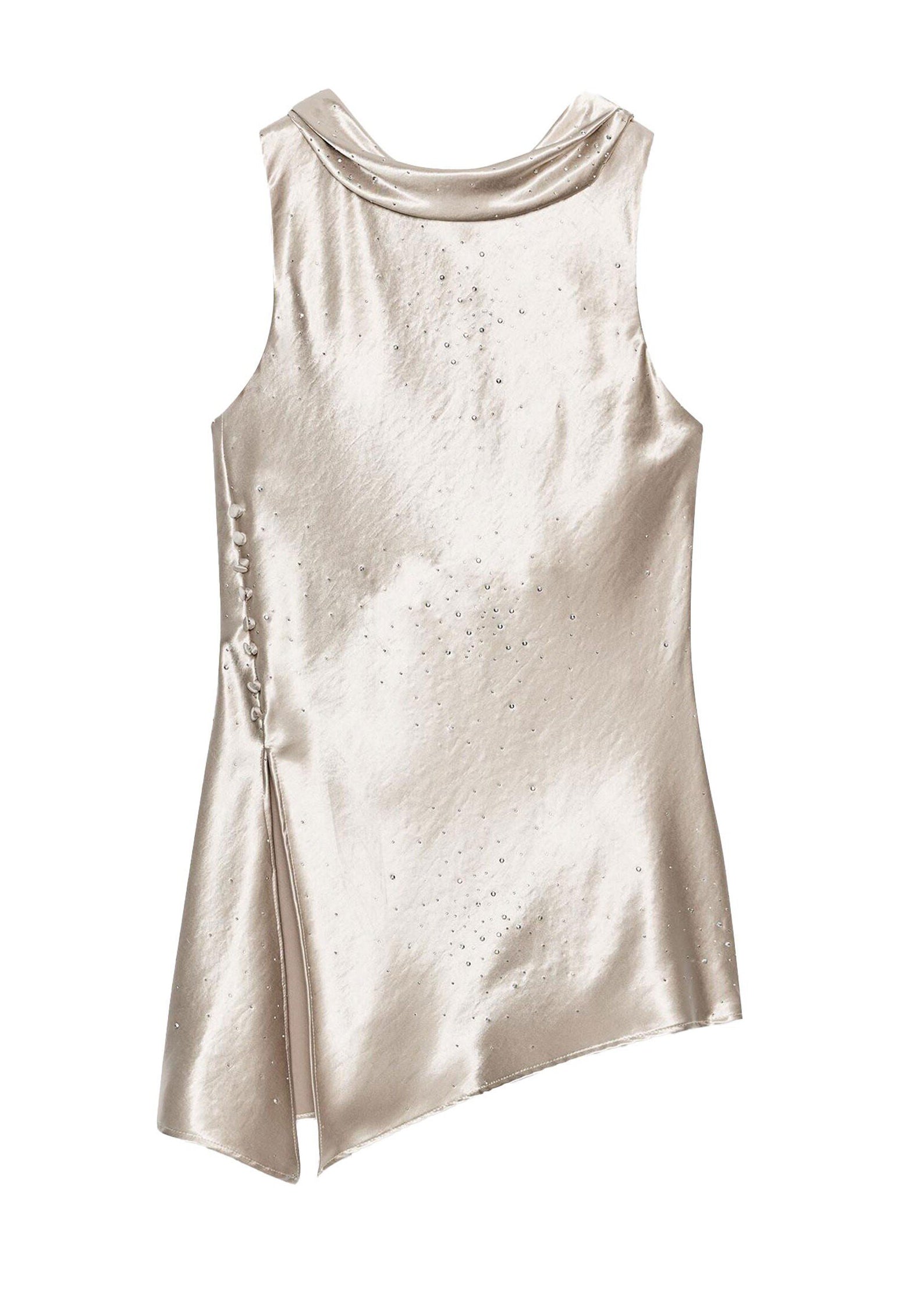 Dames Top Asymmetrisch Patchwork Mouwloos 4