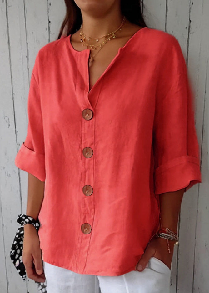 Dames Top Boho V-hals Patchwork Knoop Zomerstijl 2