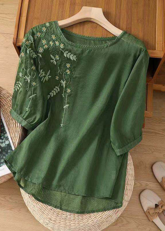 Dames Top Casual Geborduurd O-hals 1