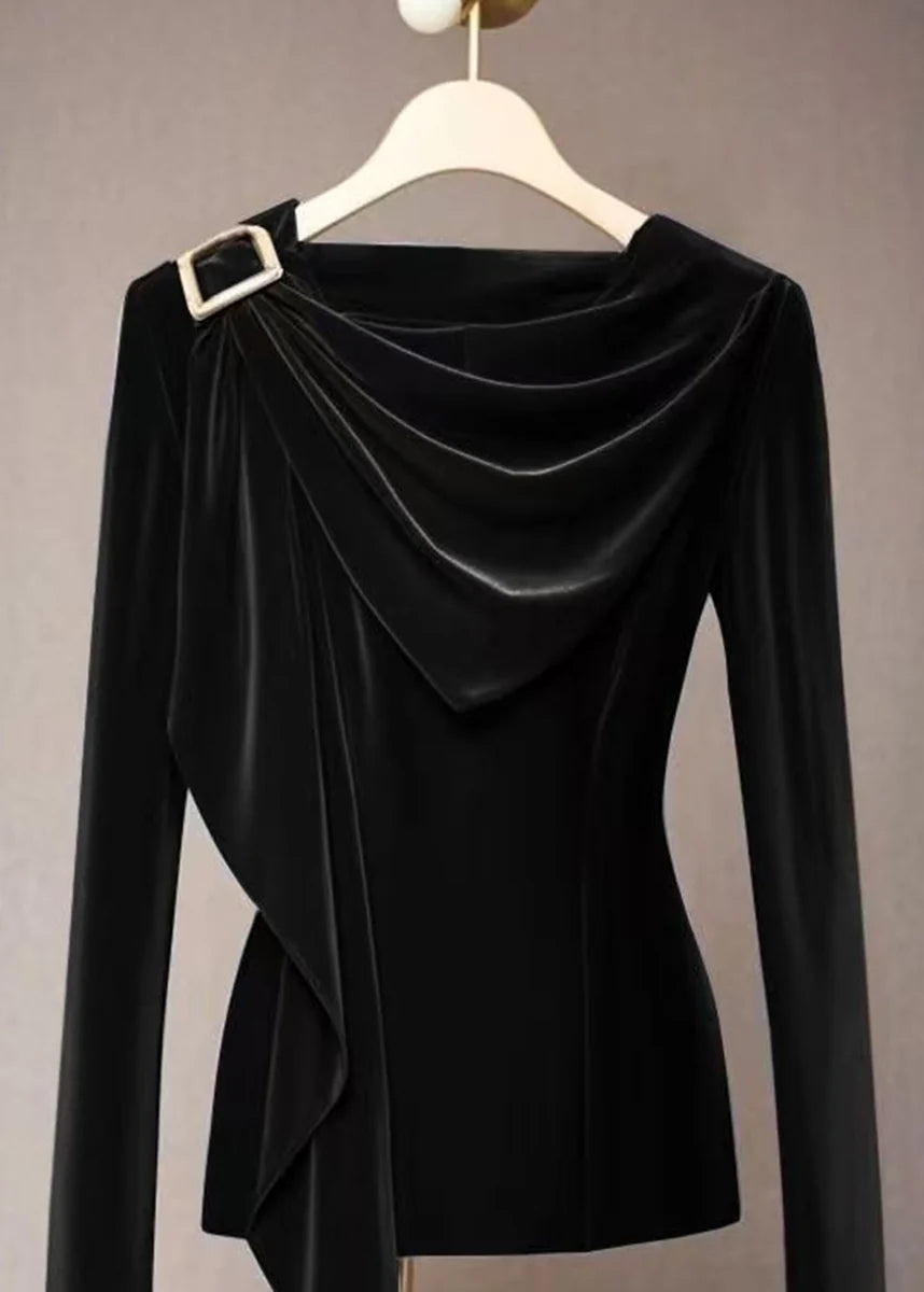 Dames Top Colkraag Draperie Herfststijl 3