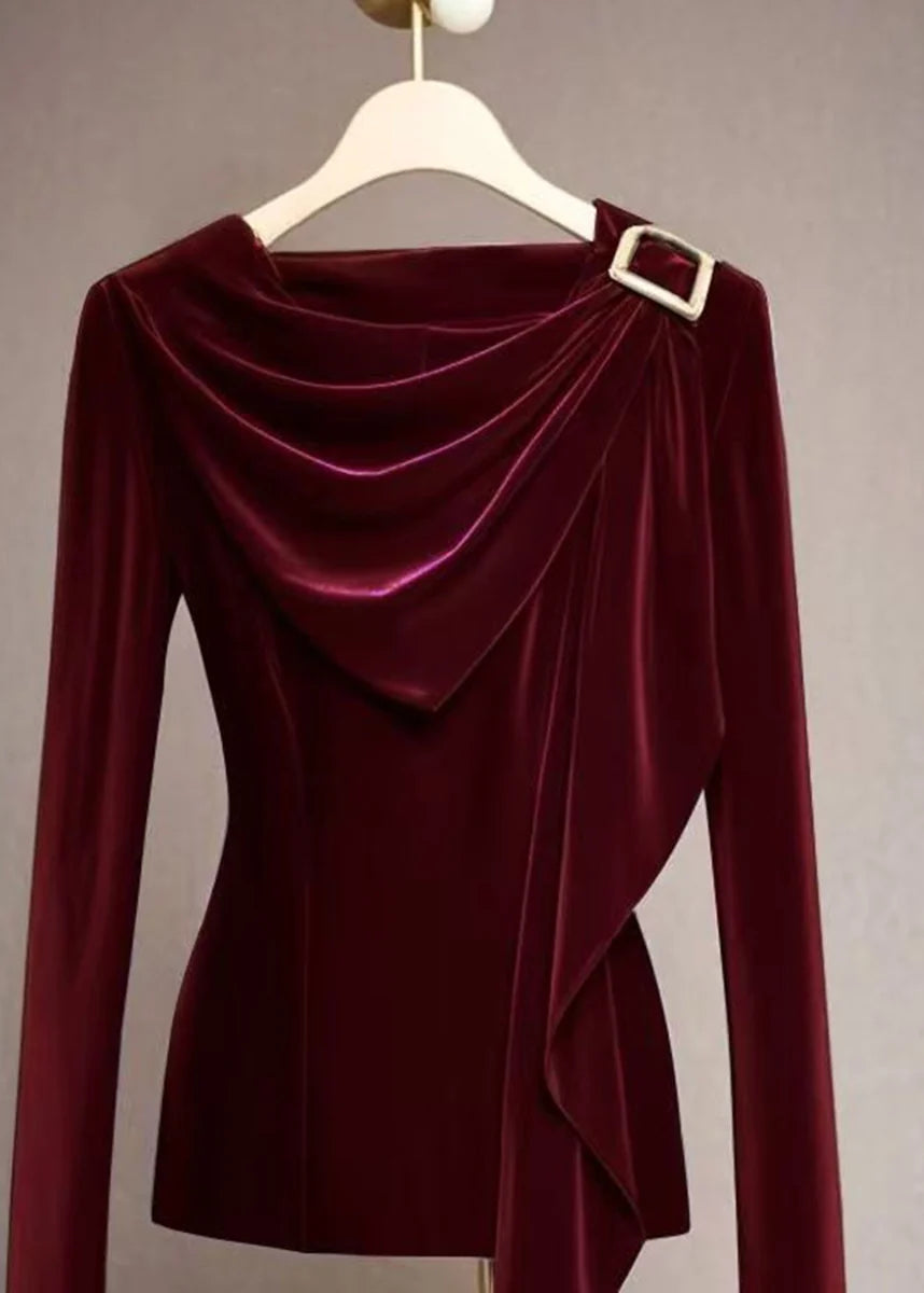 Dames Top Colkraag Draperie Herfststijl 4