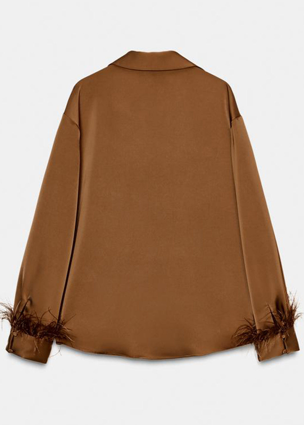 Dames Top Lange Mouwen Peter Pan Kraag Patchwork Veren 4