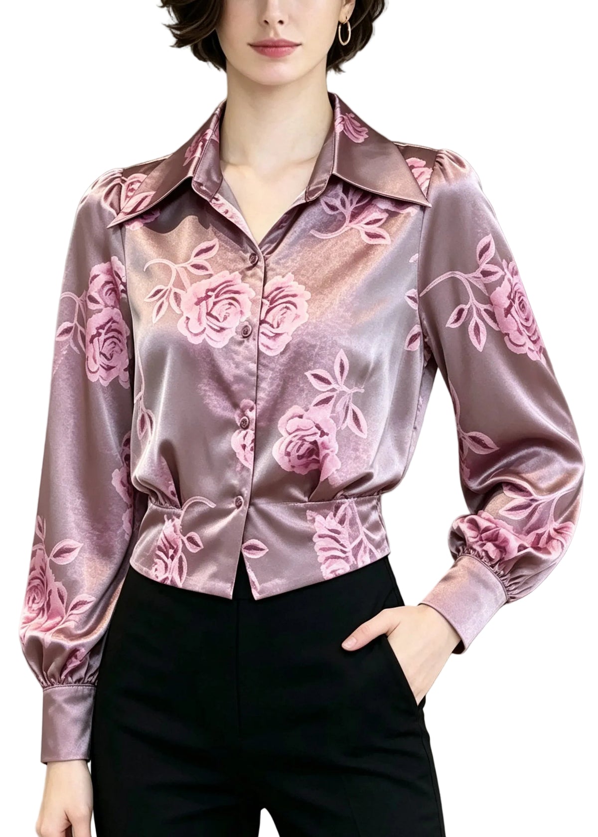 Dames Top Met Peter Pan Kraag En Print 0