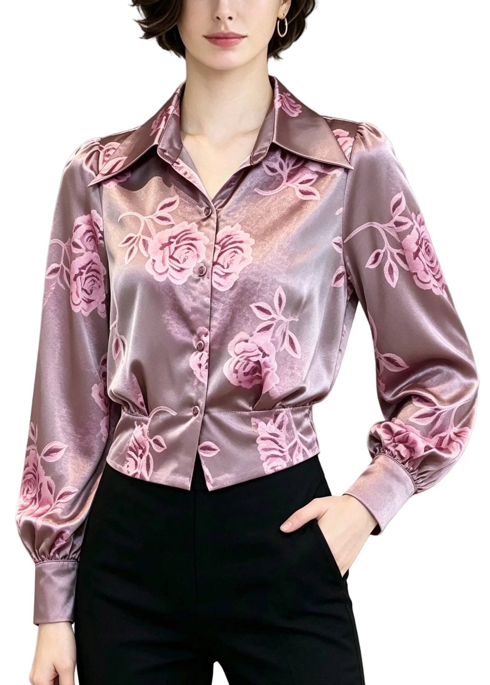 Dames Top Met Peter Pan Kraag En Print 0