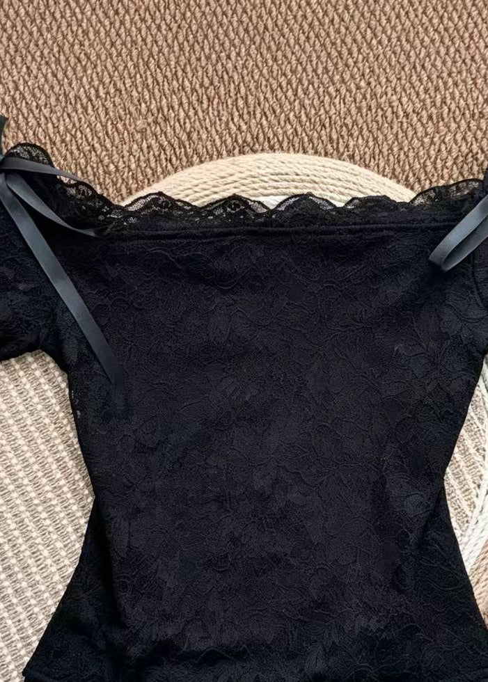 Dames Top Met Slash-Hals En Strikdetail 1