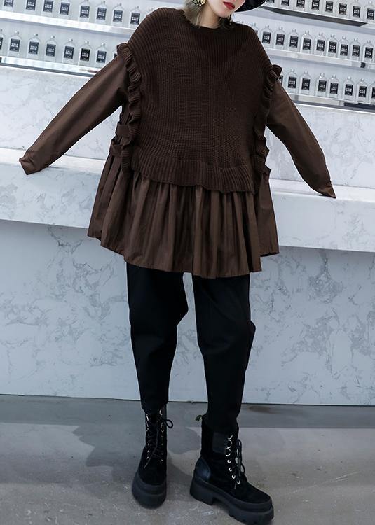 Dames Top Met Valse Tweedelige Look O-hals 2