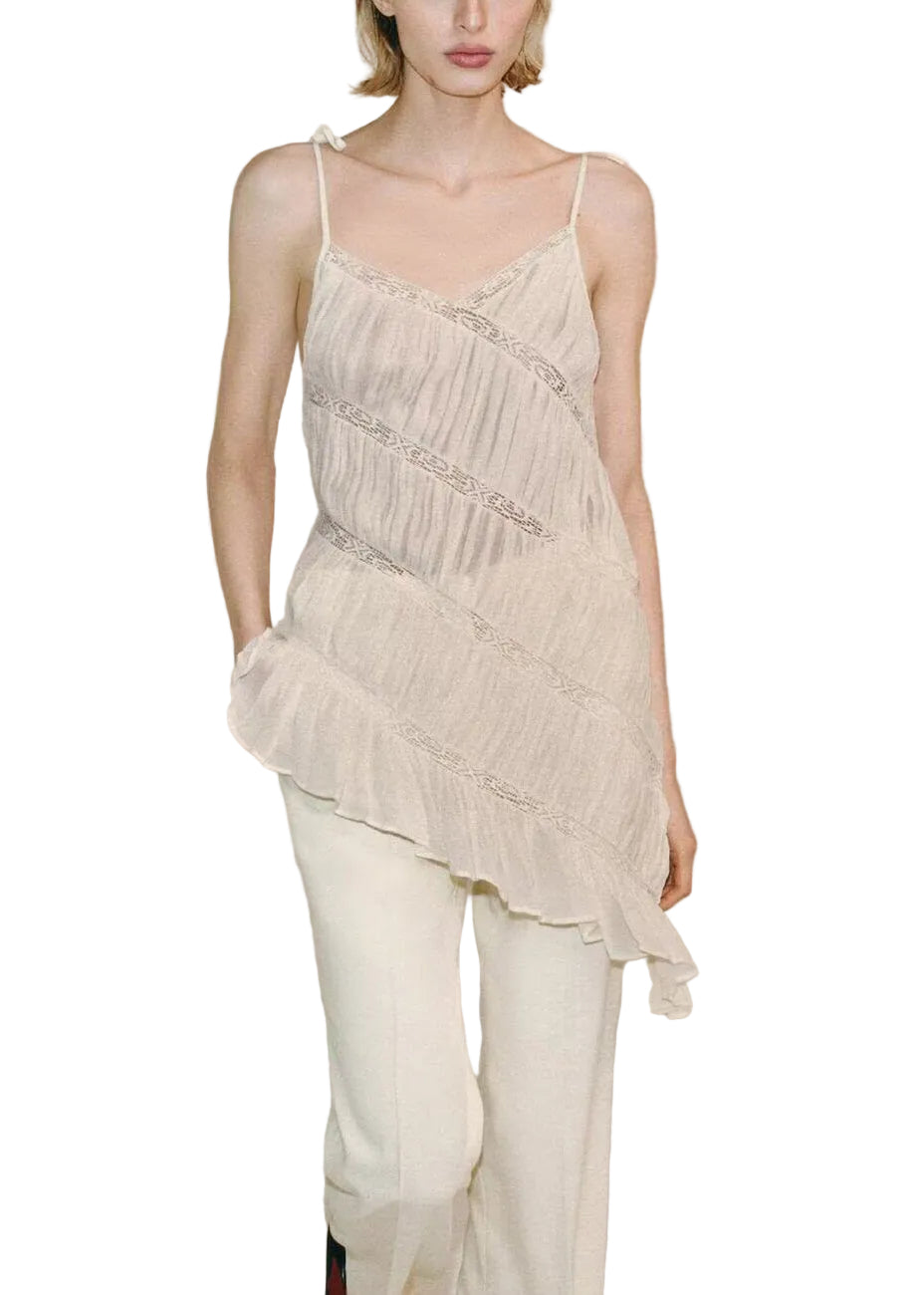 Dames Top Mouwloos Asymmetrisch Gerimpeld Patchwork 0