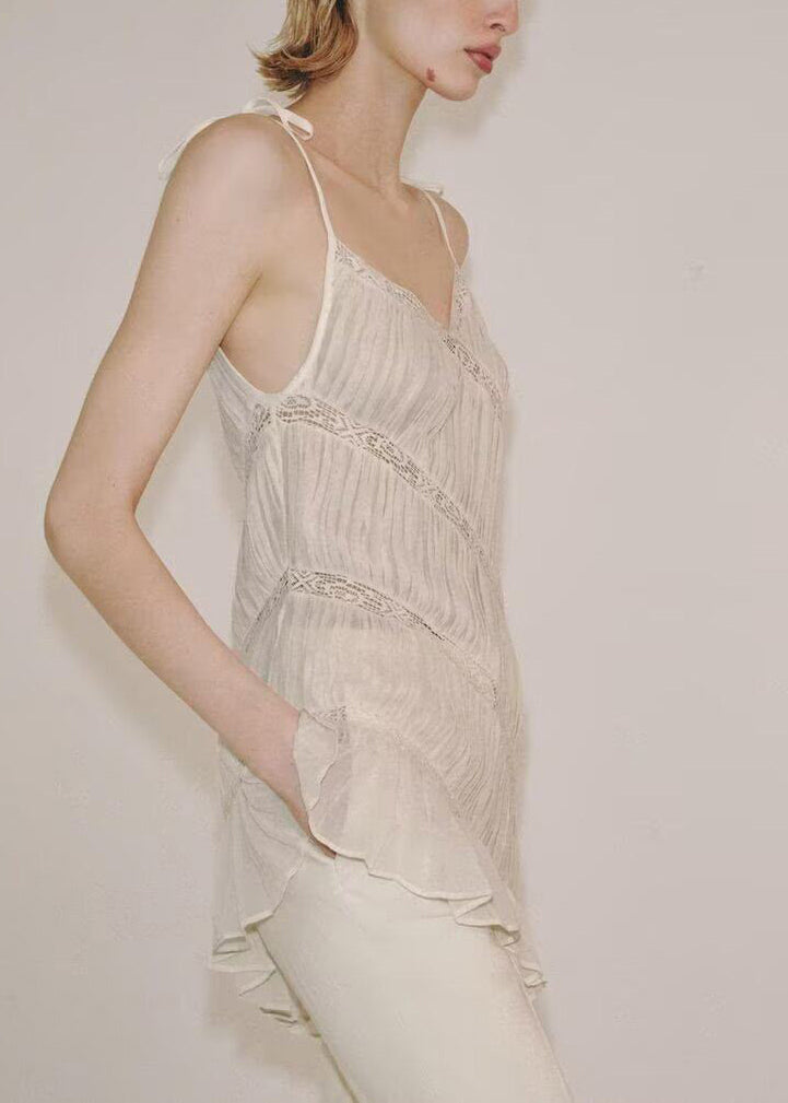 Dames Top Mouwloos Asymmetrisch Gerimpeld Patchwork 1