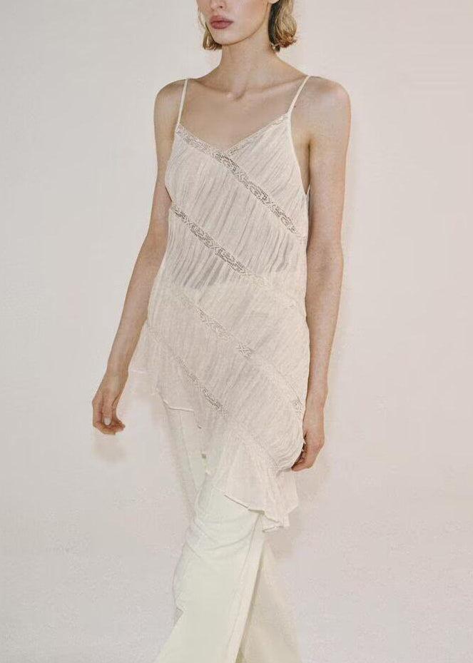 Dames Top Mouwloos Asymmetrisch Gerimpeld Patchwork 2
