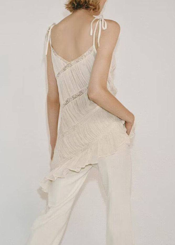 Dames Top Mouwloos Asymmetrisch Gerimpeld Patchwork 3