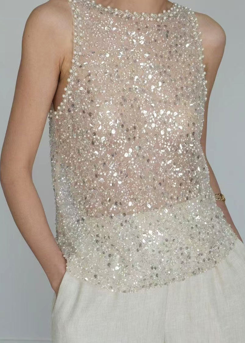 Dames Top Mouwloos Met Pailletten Detail 0