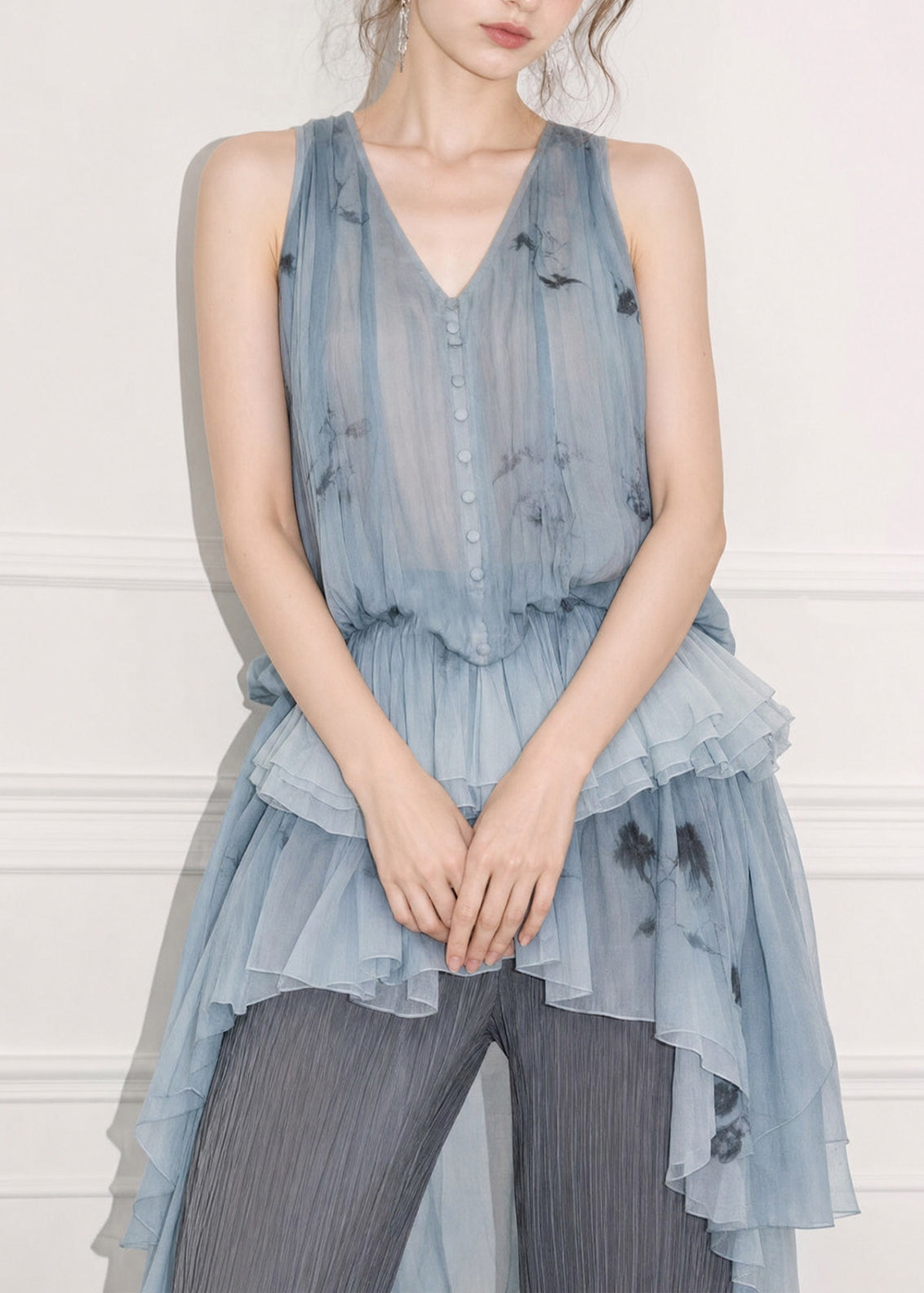 Dames Top Mouwloos V-hals Patchwork Design 2