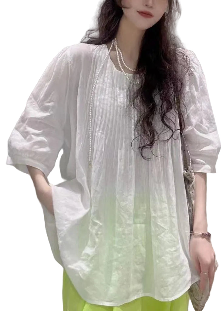 Dames Top O-hals Gerimpeld Casual Zomerstijl 0