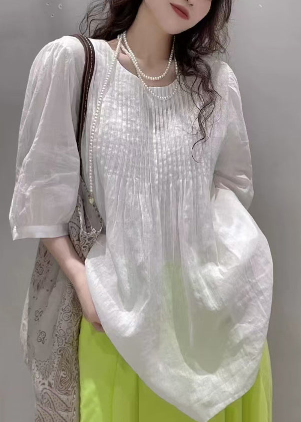Dames Top O-hals Gerimpeld Casual Zomerstijl 1