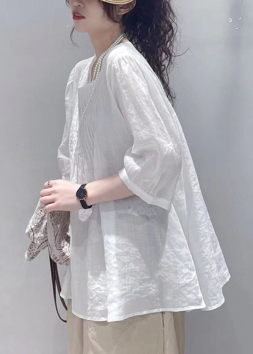 Dames Top O-hals Gerimpeld Casual Zomerstijl 4