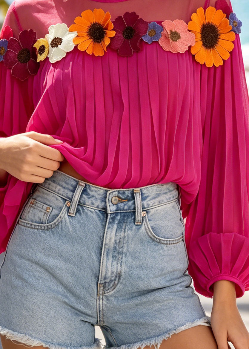 Dames Top Oversized Patchwork Bloemenprint 1