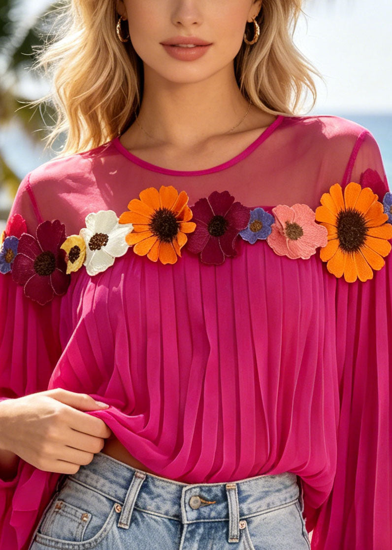 Dames Top Oversized Patchwork Bloemenprint 2