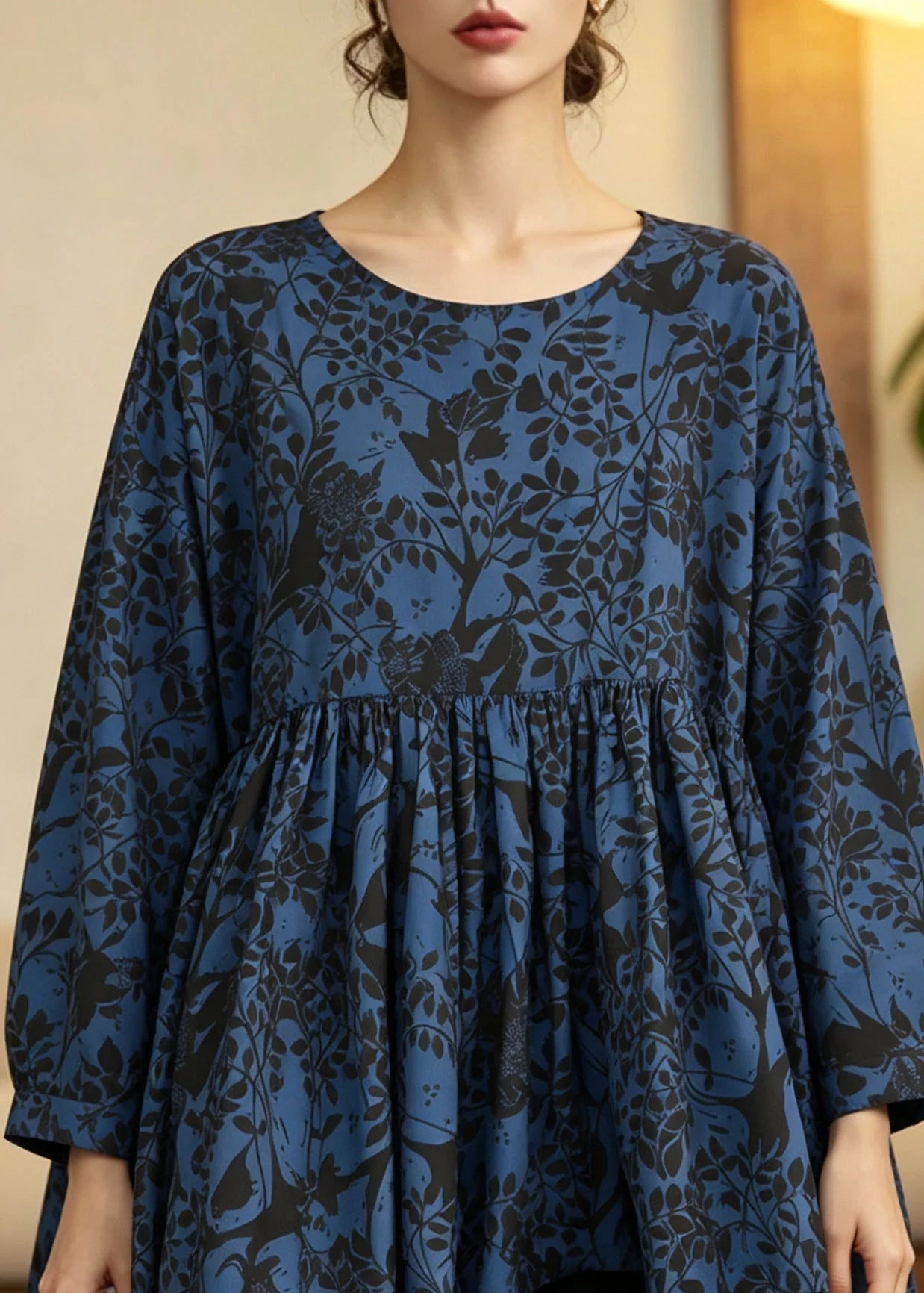 Dames Top Patchwork Gerimpeld Herfststijl 1