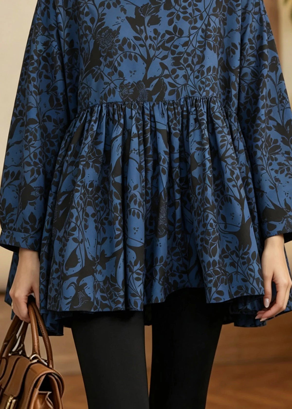 Dames Top Patchwork Gerimpeld Herfststijl 3