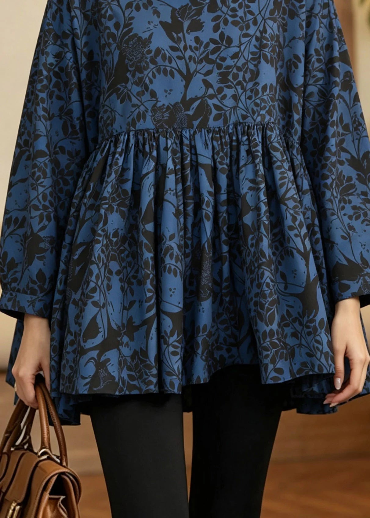 Dames Top Patchwork Gerimpeld Herfststijl 3