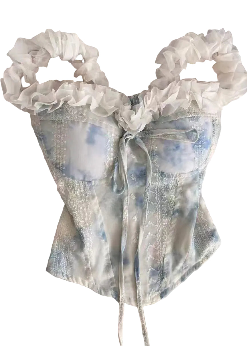 Dames Top Tie-Dye Met Ruches Zomerstijl 0