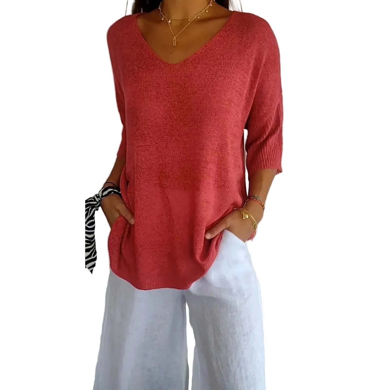 Dames Top V-hals Casual Stijl 0