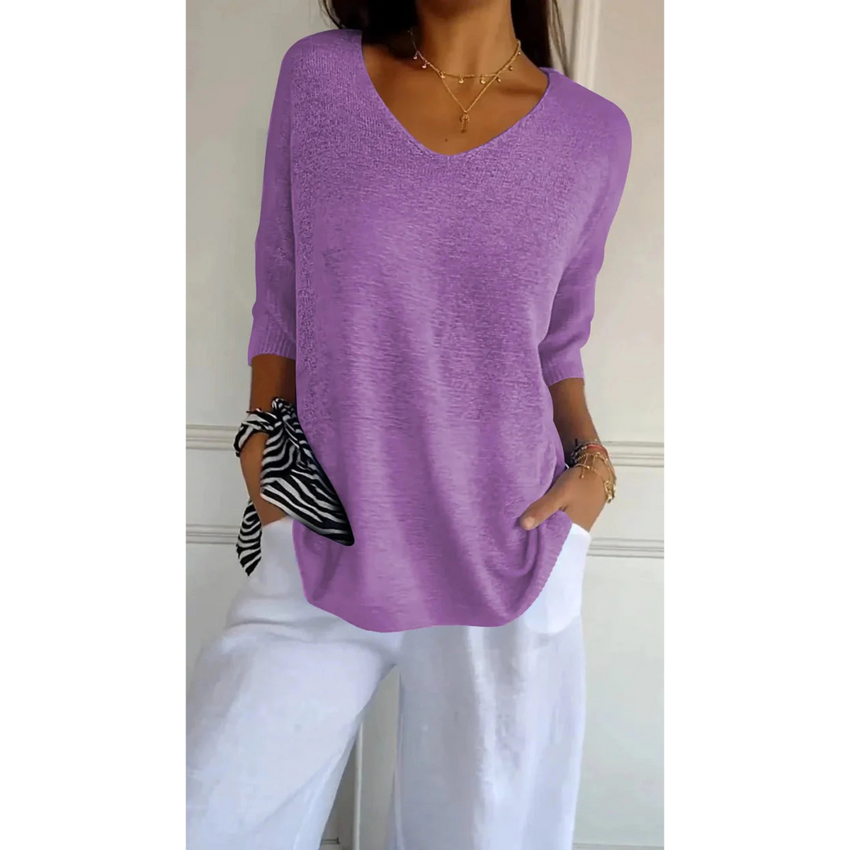 Dames Top V-hals Casual Stijl 4