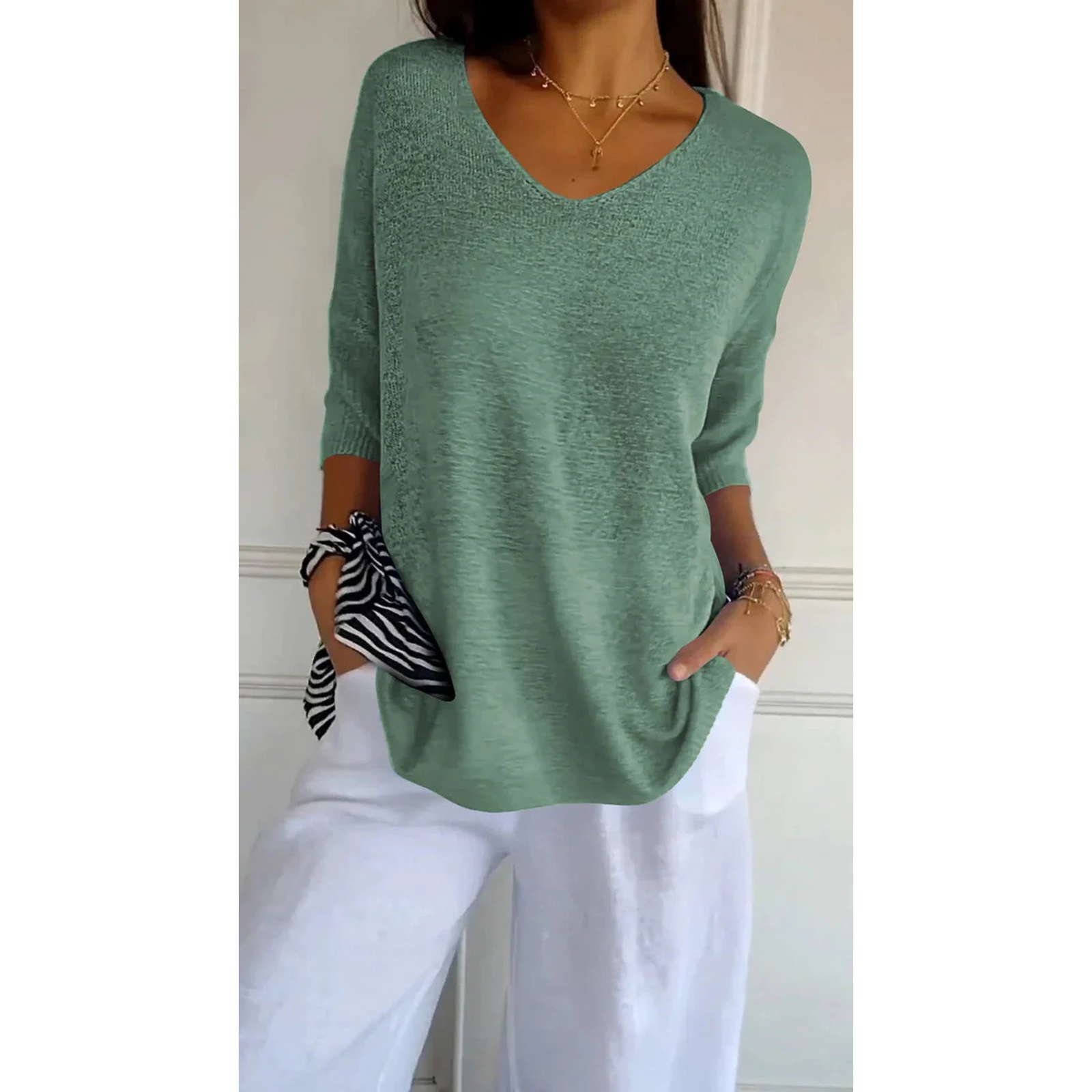 Dames Top V-hals Casual Stijl 6