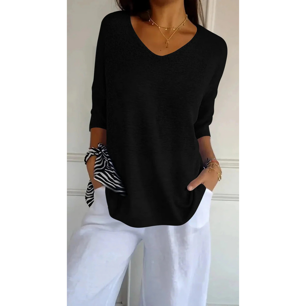 Dames Top V-hals Casual Stijl 7