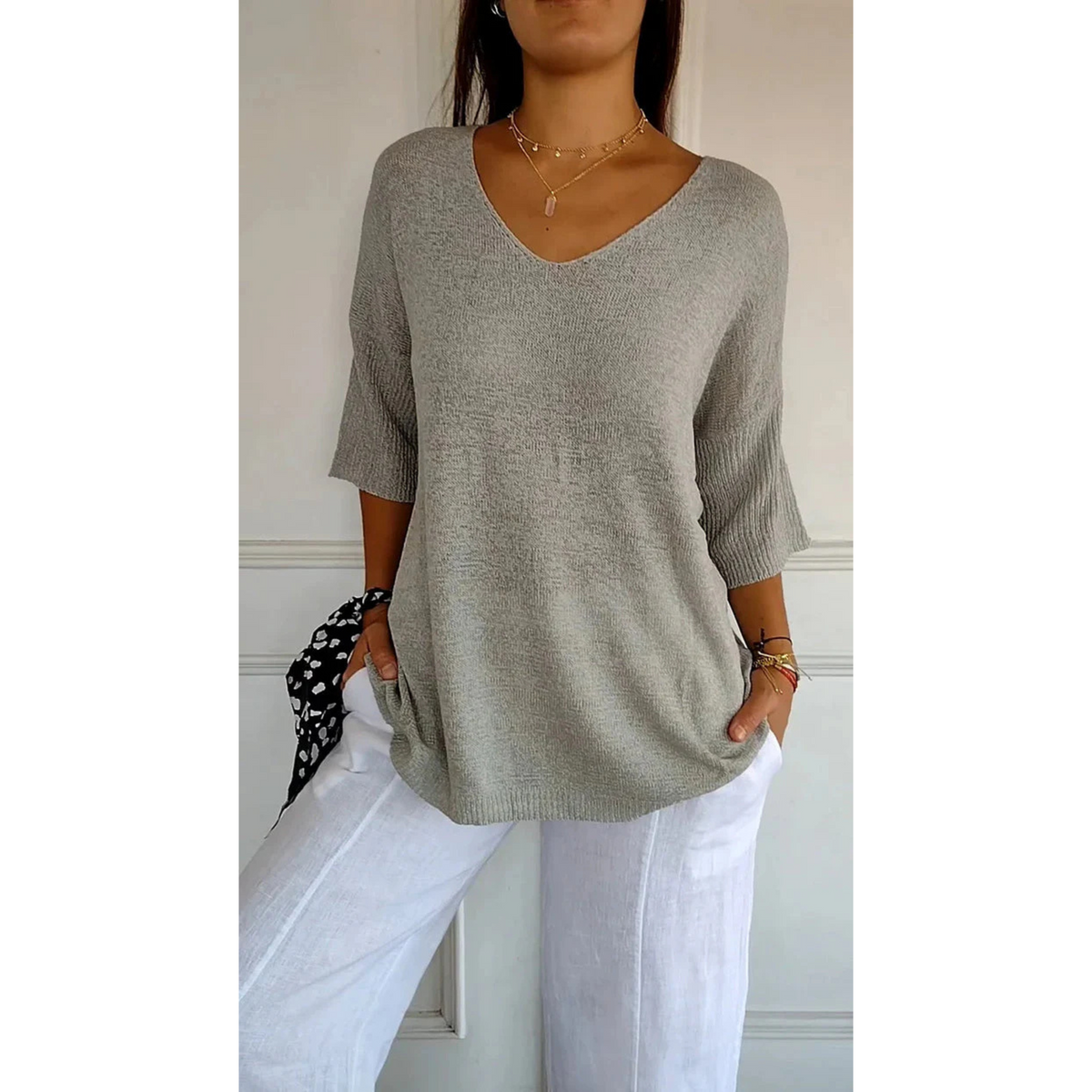 Dames Top V-hals Casual Stijl 8