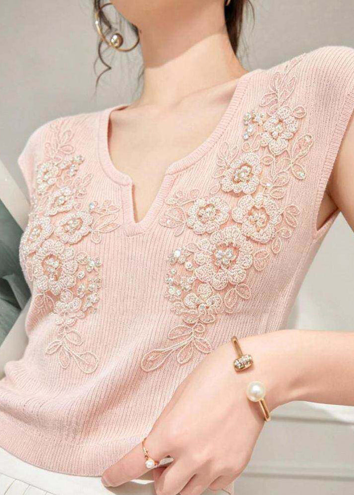 Dames Top V-hals Met Bloemenspijkerkralen Stylish Casual Blouse 3