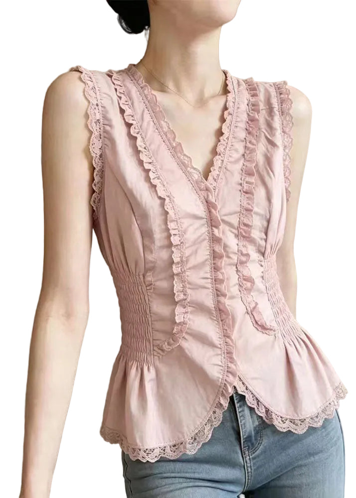Dames Top V-hals Patchwork Kant Zomerstijl 0